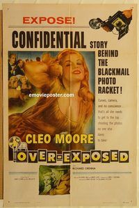 v820 OVER-EXPOSED one-sheet movie poster '56 super sexy Cleo Moore!