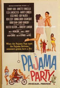 v822 PAJAMA PARTY one-sheet movie poster '64 Kirk, Annette Funicello