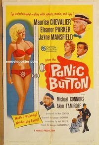 v823 PANIC BUTTON one-sheet movie poster '64 Chevalier, Jayne Mansfield