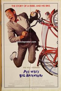 v828 PEE-WEE'S BIG ADVENTURE one-sheet movie poster '85 Tim Burton, Reubens