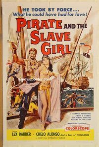 v841 PIRATE & THE SLAVE GIRL one-sheet movie poster '61 Lex Barker, Alonso