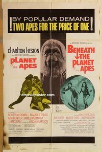 v842 PLANET OF THE APES/BENEATH THE PLANET OF THE APES one-sheet movie poster '70s
