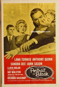 v856 PORTRAIT IN BLACK one-sheet movie poster '60 Lana Turner, Quinn
