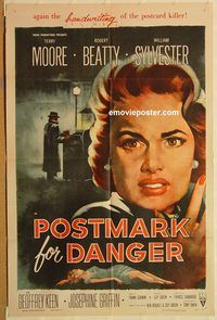 v862 POSTMARK FOR DANGER one-sheet movie poster '56 Terry Moore, Beatty