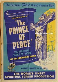 v872 PRINCE OF PEACE one-sheet movie poster '50 the life of Christ!