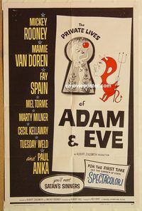 v877 PRIVATE LIVES OF ADAM & EVE one-sheet movie poster '60 Mickey Rooney