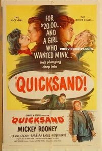 v882 QUICKSAND one-sheet movie poster '50 Mickey Rooney, Jeanne Cagney