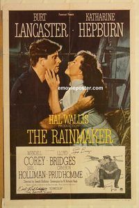 v887 RAINMAKER signed one-sheet movie poster '56 Bridges, Lancaster, Holliman