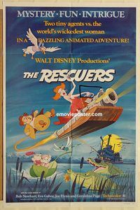 v896 RESCUERS one-sheet movie poster '77 Walt Disney mice cartoon!