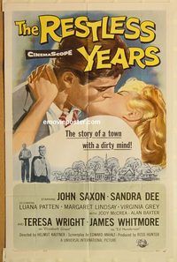 v898 RESTLESS YEARS one-sheet movie poster '58 John Saxon, Sandra Dee