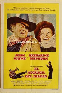 v909 ROOSTER COGBURN Spanish/US one-sheet movie poster '75 Wayne, Hepburn