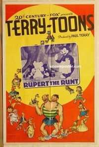 v916 RUPERT THE RUNT one-sheet movie poster '40 Terrytoon cartoon short!