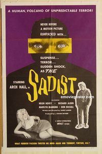 v919 SADIST one-sheet movie poster '63 sexploitation horror!