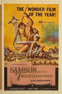 v921 SAMSON & THE 7 MIRACLES OF THE WORLD one-sheet movie poster '62 Scott