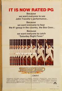 v922 SATURDAY NIGHT FEVER one-sheet movie poster R1979 Travolta, PG!