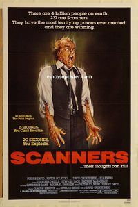 v926 SCANNERS one-sheet movie poster '81 David Cronenberg sci-fi!