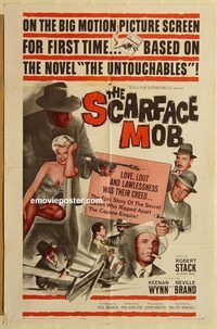 v928 SCARFACE MOB one-sheet movie poster '62 Robert Stack, Keenan Wynn