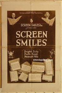 v930 SCREEN SMILES rotogravure one-sheet movie poster '10s animated quotes!