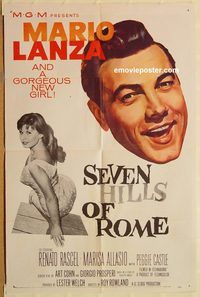 v938 SEVEN HILLS OF ROME one-sheet movie poster '58 Mario Lanza, Allasio
