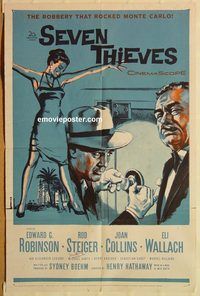 v940 SEVEN THIEVES signed one-sheet movie poster '59 Michael Dante