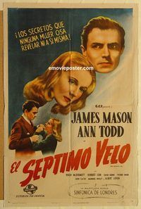 v942 SEVENTH VEIL Spanish/US one-sheet movie poster '46 James Mason, Todd