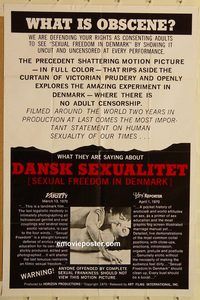 v944 SEXUAL FREEDOM IN DENMARK one-sheet movie poster '69 sex education!