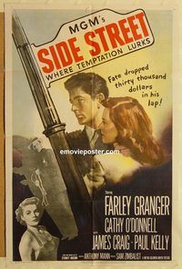 v949 SIDE STREET one-sheet movie poster '50 Farley Granger, O'Donnell