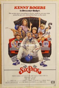 v953 SIX PACK one-sheet movie poster '82 Kenny Rogers, car racing!