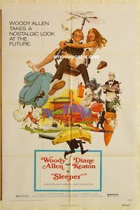 v955 SLEEPER one-sheet movie poster '74 Woody Allen, Diane Keaton