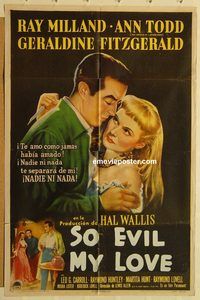 v959 SO EVIL MY LOVE Spanish/US one-sheet movie poster '48 Milland, Todd