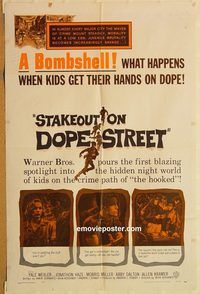 v968 STAKEOUT ON DOPE STREET one-sheet movie poster '58 drug bombshell!