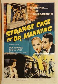v978 STRANGE CASE OF DR MANNING one-sheet movie poster '58 Greta Gynt