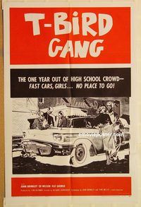 w002 T-BIRD GANG one-sheet movie poster '59 Corman, teen car classic!
