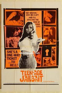 w003 TEEN-AGE JAILBAIT one-sheet movie poster '70 hitch-hike sex!