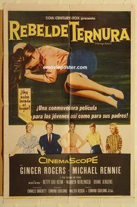 w005 TEENAGE REBEL Spanish/US one-sheet movie poster '56 Ginger Rogers