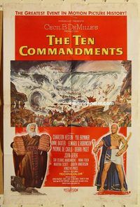 w006 TEN COMMANDMENTS one-sheet movie poster '56 Charlton Heston