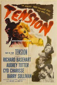 w010 TENSION one-sheet movie poster '49 Richard Basehart, film noir