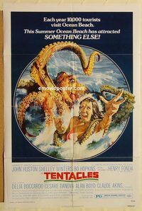 w011 TENTACLES one-sheet movie poster '77 AIP, great octopus image!