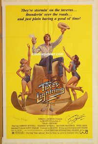 w016 TEXAS LIGHTNING signed one-sheet movie poster '81 Cameron Mitchell