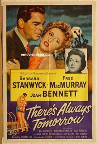 w018 THERE'S ALWAYS TOMORROW one-sheet movie poster '56 Barbara Stanwyck