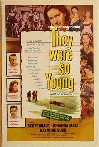 w020 THEY WERE SO YOUNG one-sheet movie poster '55 bad teenagers!