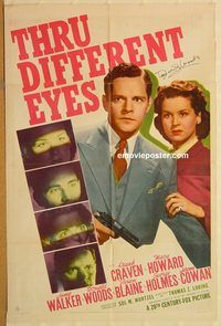 w030 THRU DIFFERENT EYES signed one-sheet movie poster '42 Donald Woods