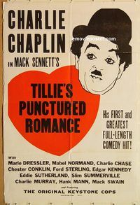 w034 TILLIE'S PUNCTURED ROMANCE one-sheet movie poster R40s Chaplin image