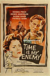 w036 TIME IS MY ENEMY one-sheet movie poster '54 Dennis Price, Asherson