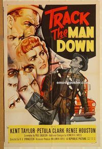 w042 TRACK THE MAN DOWN one-sheet movie poster '55 Kent Taylor, Clark