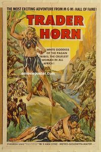w043 TRADER HORN one-sheet movie poster R53 Van Dyke, sexy white goddess!