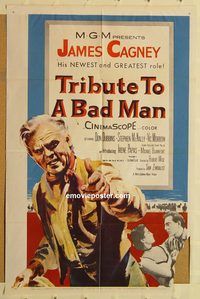 w049 TRIBUTE TO A BAD MAN one-sheet movie poster '56 James Cagney, Dubbins