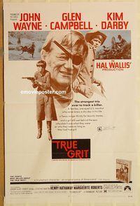 w052 TRUE GRIT one-sheet movie poster '69 John Wayne, Kim Darby, Duvall