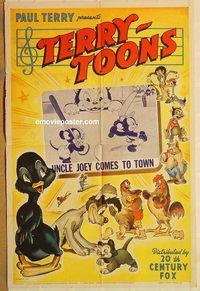 w062 UNCLE JOEY COMES TO TOWN one-sheet movie poster '41 Terrytoons cartoon!