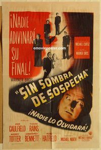 w065 UNSUSPECTED Spanish/US one-sheet movie poster '47 Joan Caulfield, Rains